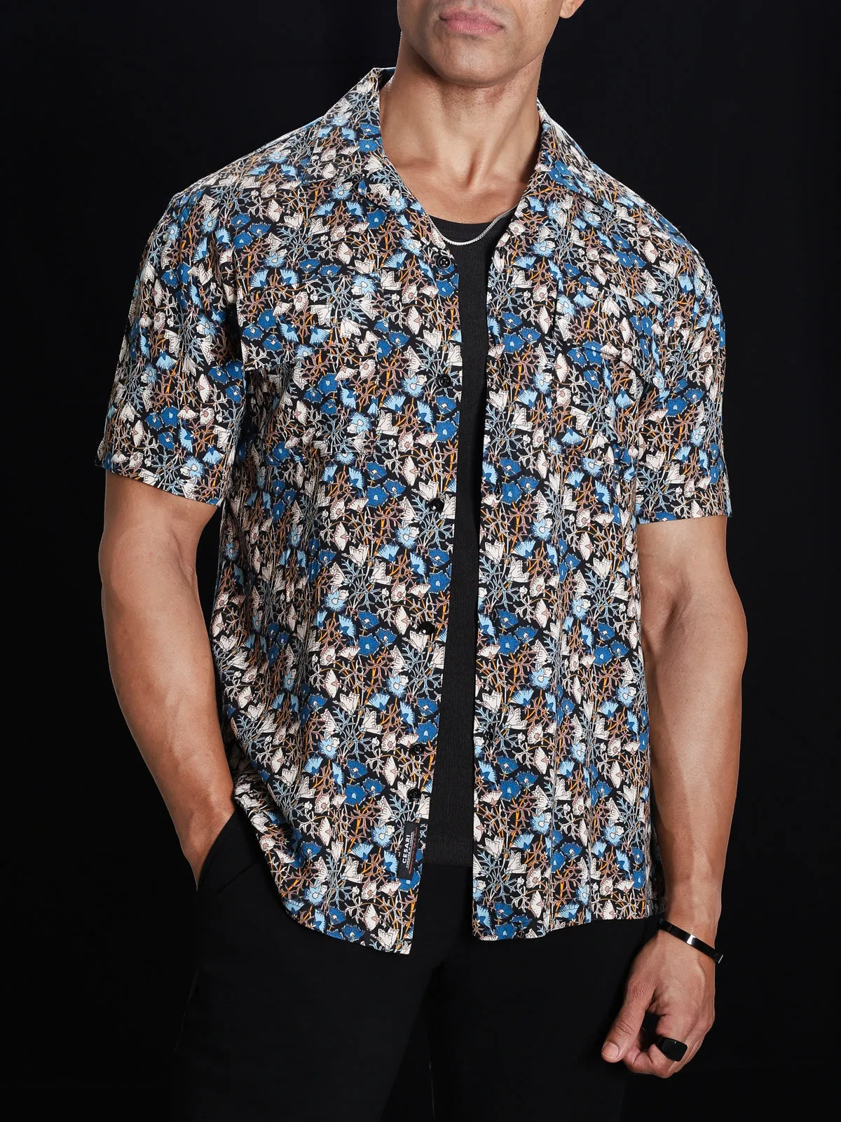 Knight Blue Multicolor Pockets Shirt