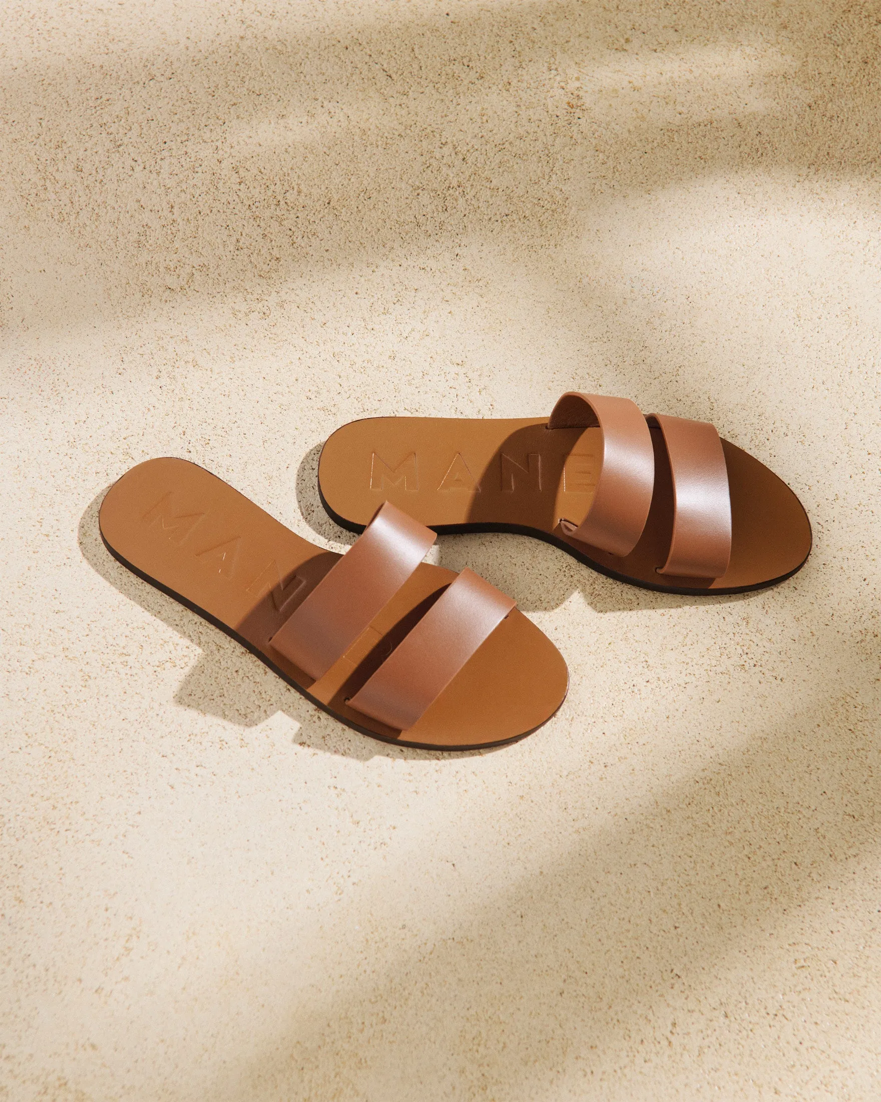 Leather Two Bands Sandals - P97Y0 - Canyon Tan