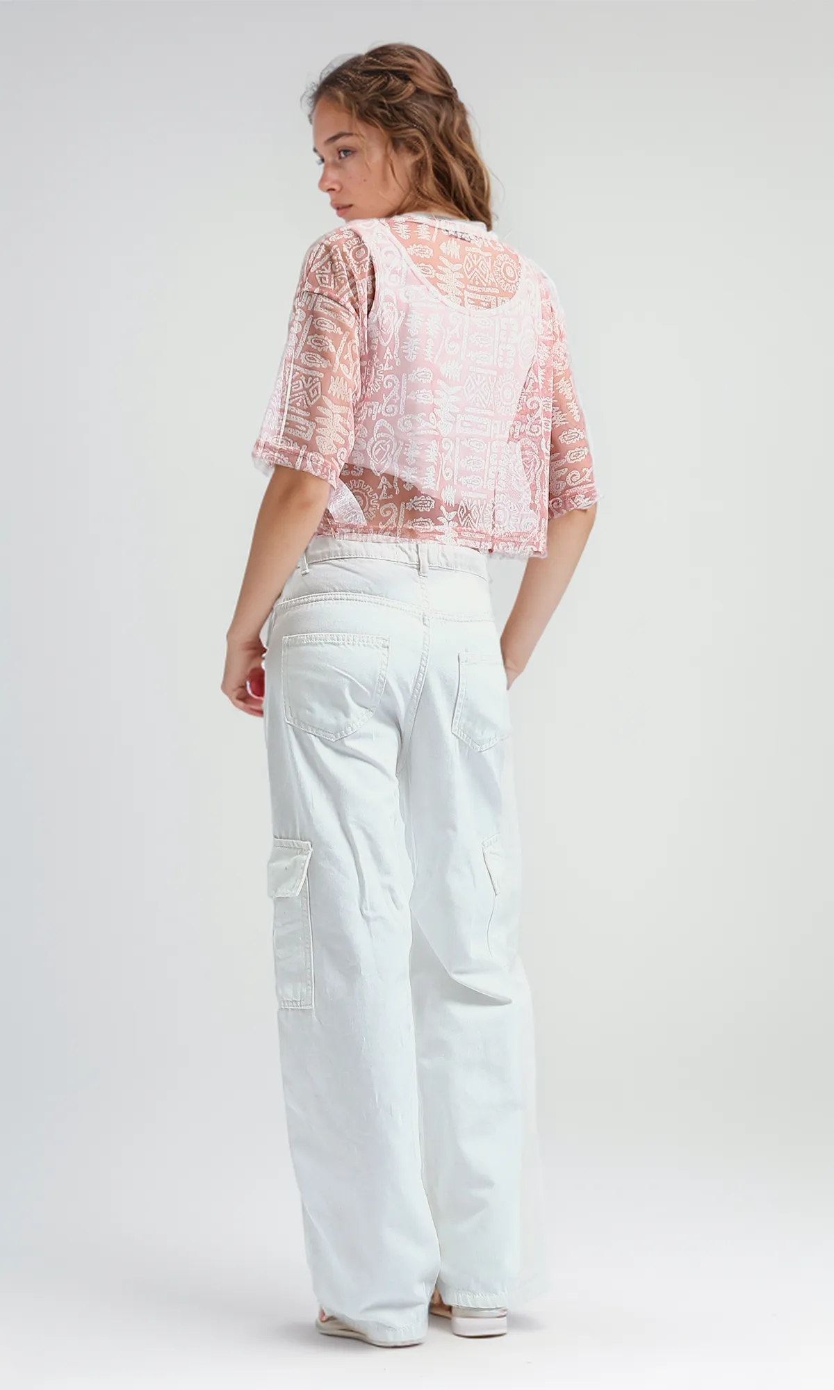 O191363 Slip On Chiffon Dark Simone Patterned Top